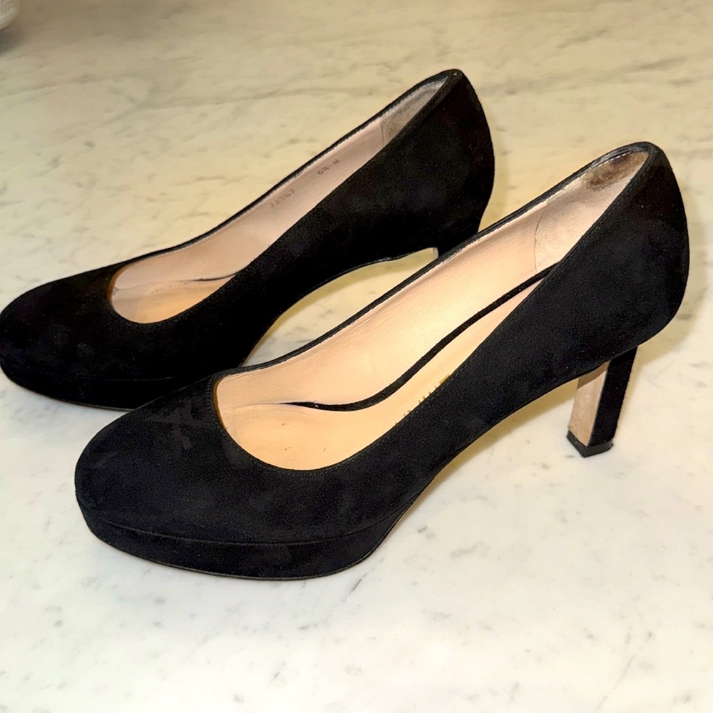 STUART WEITZMAN Shoes Larsa Suede Platform Pump Heels Black Size 6.5 - Picture 10 of 16